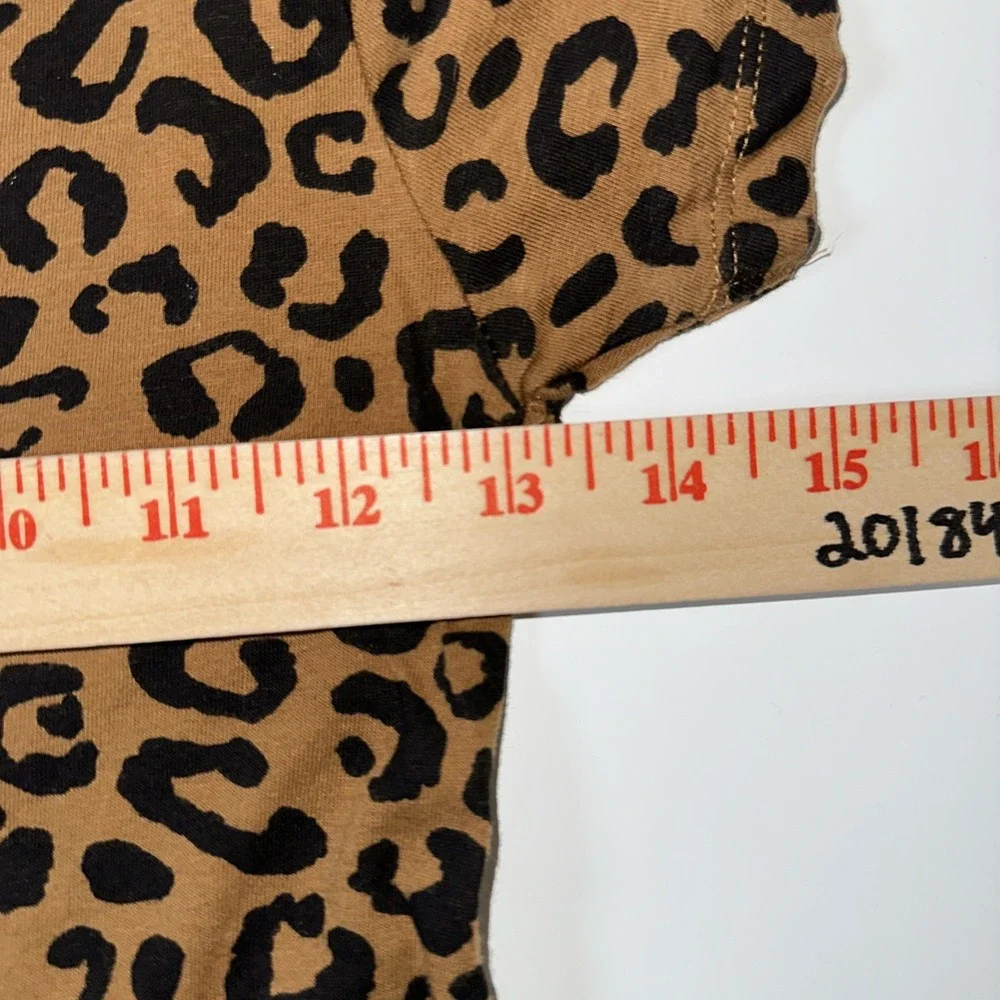 Old Navy Dress Girls L 10-12 Brown Leopard Print Tiered‎ Cap Sleeve Animal Print